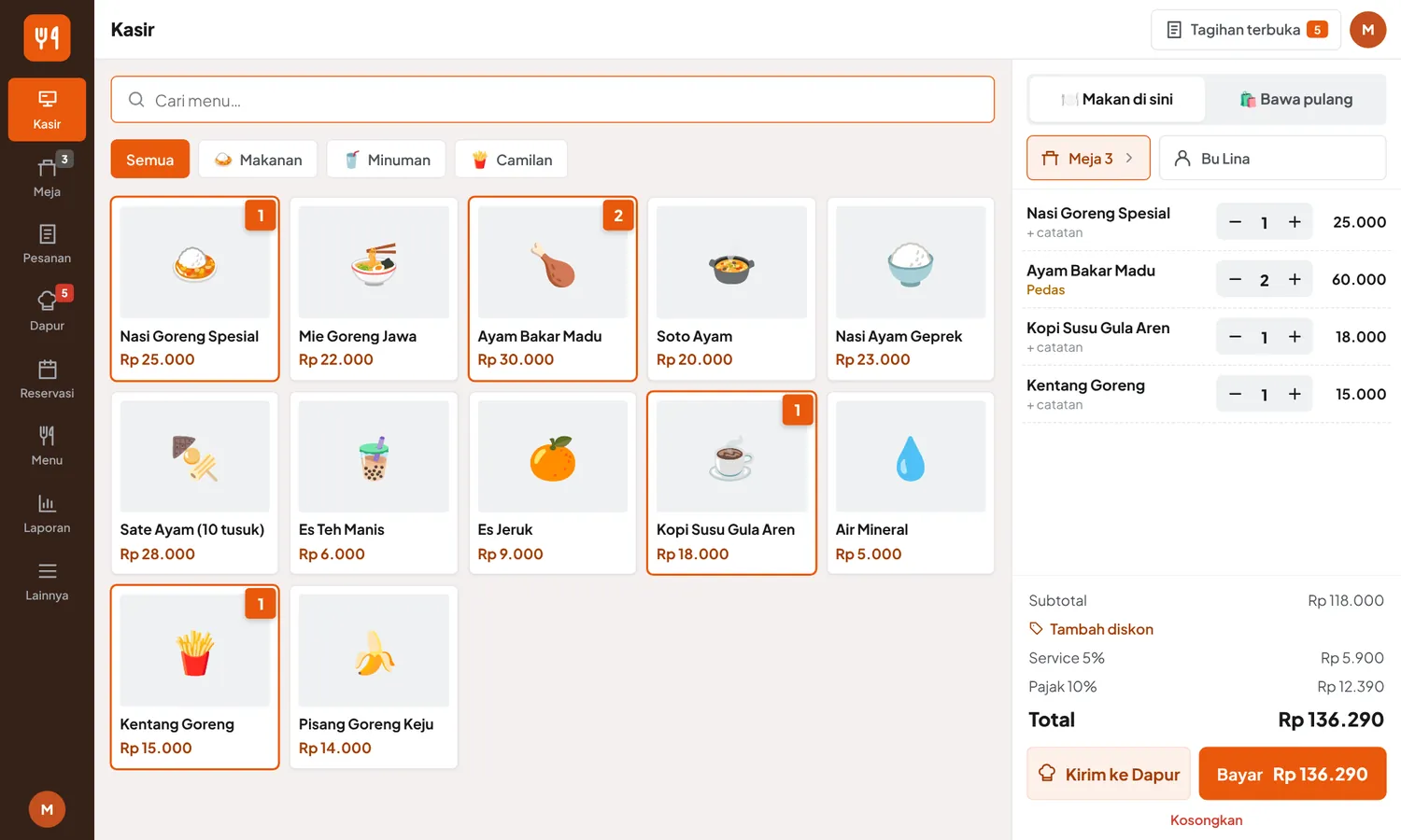 We POS cashier screen