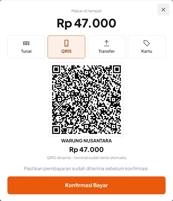 QRIS dinamis di layar kasir