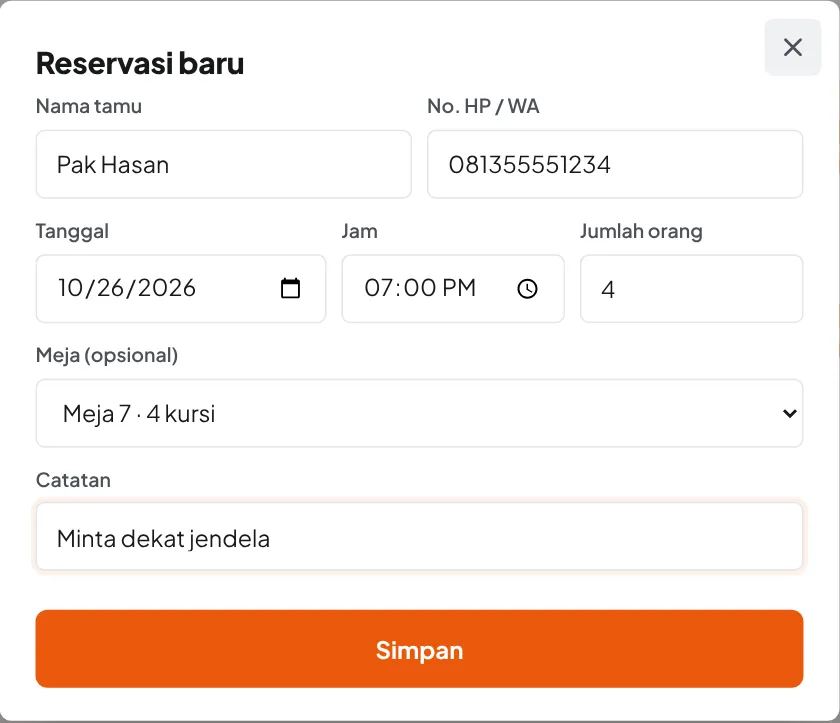 Form reservasi